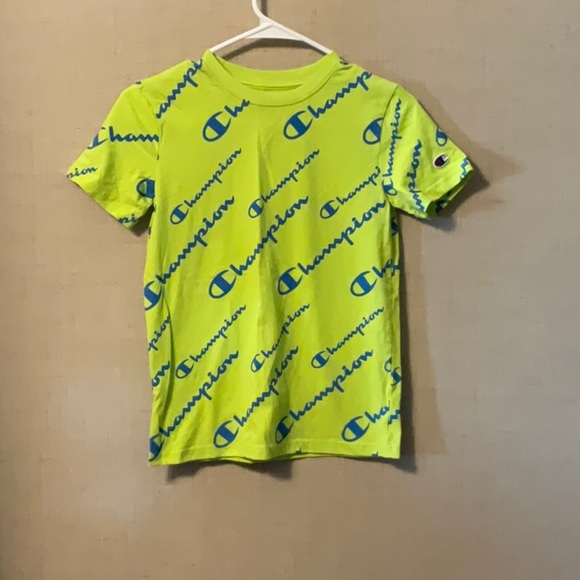 Champion Kids Neon Green Logo T-Shirt - Picture 1 of 5